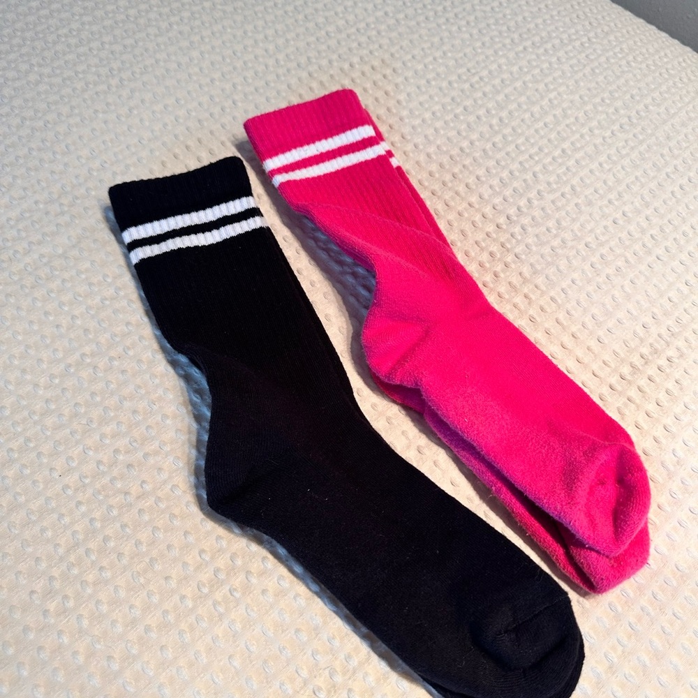 Black and Pink Striped Womens Socks